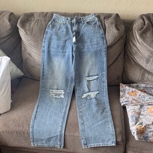 Distressed Blue Jeans